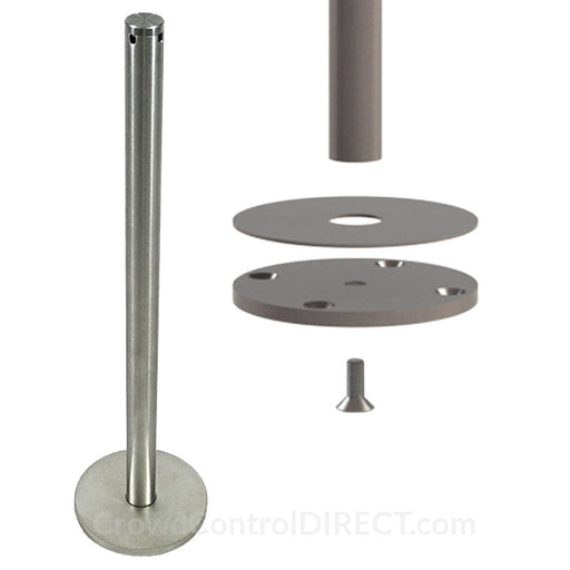 Museum & Art Gallery Stanchion, 16" Tall with Surface Mounted (Fixed) Base - BarrierHQ.com