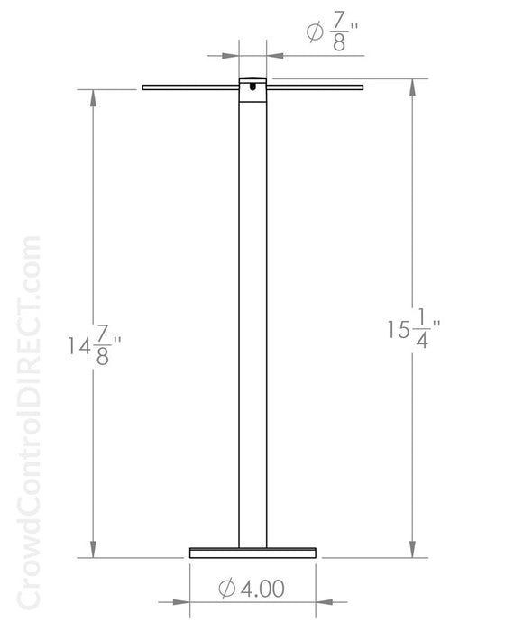 Museum & Art Gallery Stanchion, 16" Tall with Surface Mounted (Fixed) Base - BarrierHQ.com