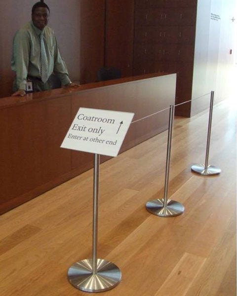 Museum & Art Gallery Stanchion Signage, 45 degree angle - BarrierHQ.com