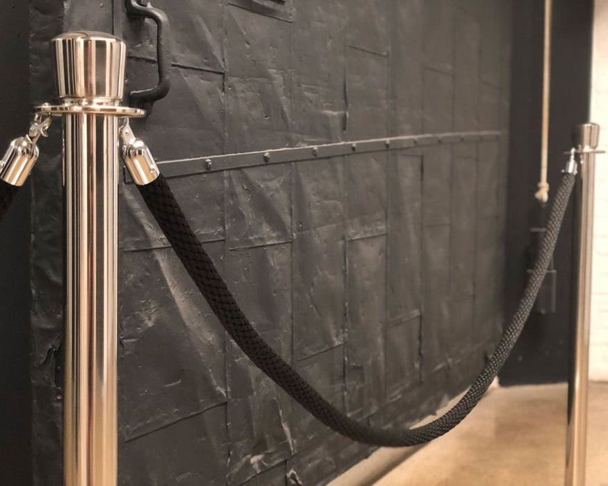 Museum Rope, Black Elegant Braided Rope, 1" diam. (718) - BarrierHQ.com