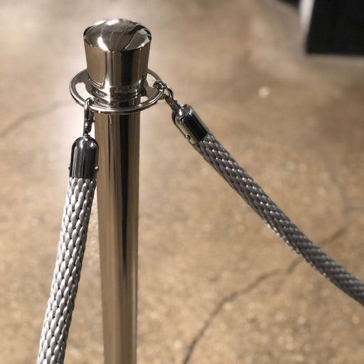 Museum Stanchion Rope, Grey Elegant Braided Rope, 1" diam. (717) - BarrierHQ.com