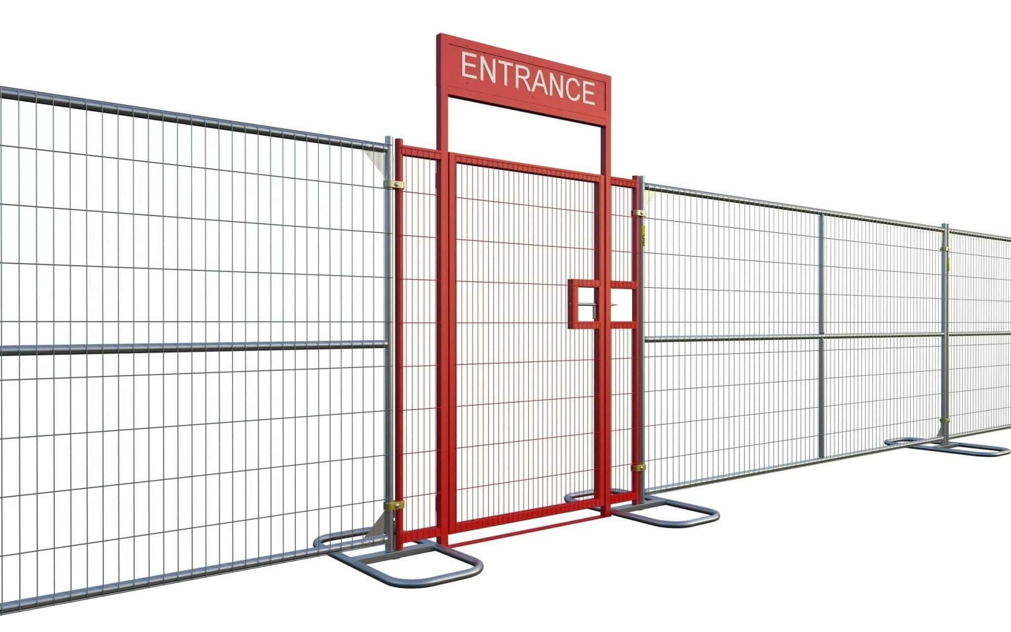 Temporary Back Gate Pedestrian Gate for Temporary Fence, Red, Anti Climb