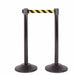 Premium Retractable Belt Stanchion - Black steel post & with 15lb base & 7.5' safety yellow/black chevron belt (2 pack)