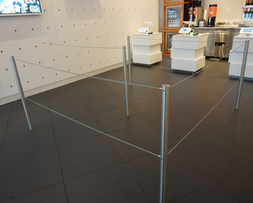 "Q-Cord" Museum Barrier, Removable with Floor Socket - BarrierHQ.com