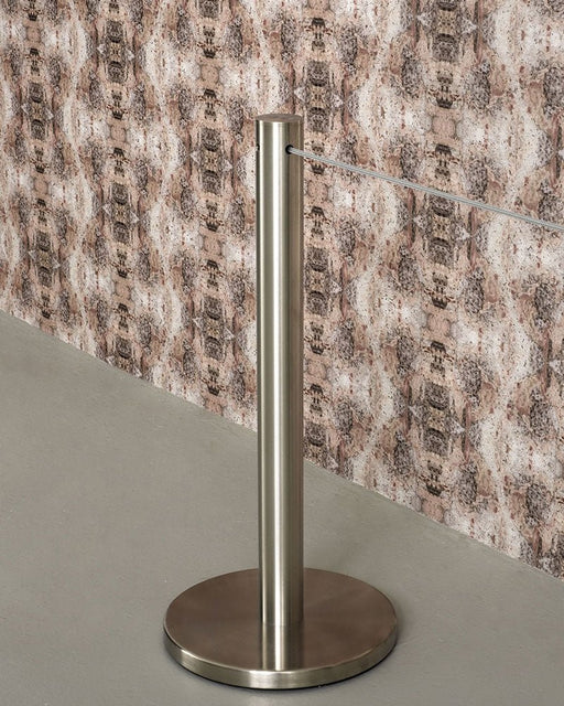 "Q-Cord" Museum Stanchion with Retractable 7' Cord, Stainless Steel, 20" H - BarrierHQ.com