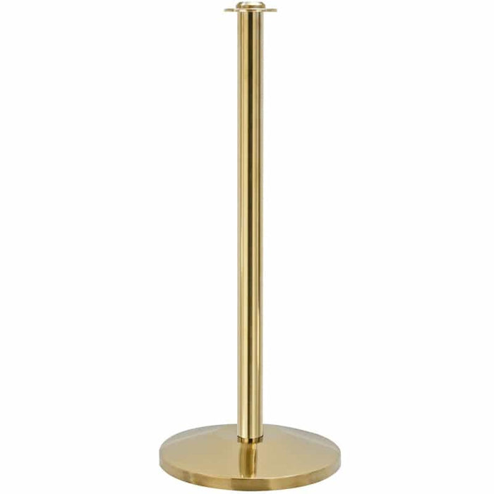QueueWay Contemporary Rope Stanchion, Polished Brass Effect - BarrierHQ.com