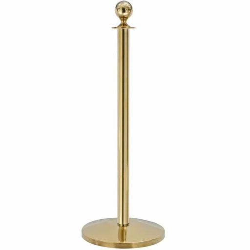 QueueWay Sphere Rope Stanchion, Polished Brass Effect - BarrierHQ.com