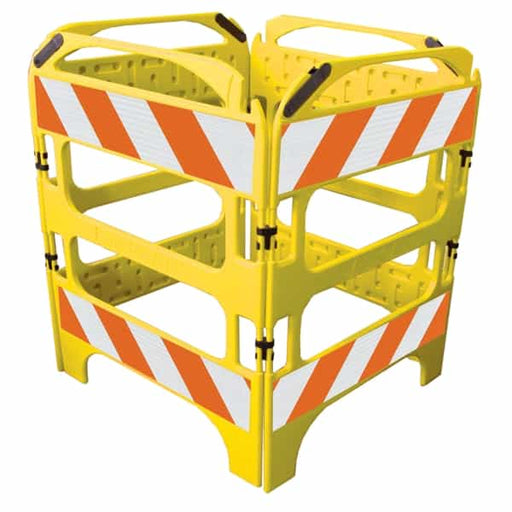 Safegate Manhole Guard Single Section with Engineer grade striped sheeting on each section - BarrierHQ.com