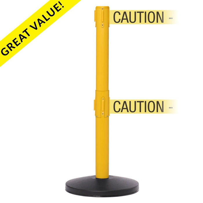 SafetyMaster Twin Xtra - 3" wide double 11' ft. belt barrier - BarrierHQ.com