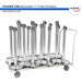 SET: 18 POLISHED STEEL Retractable 11' ft. Belt Stanchions, with Vertical Storage Cart - BarrierHQ.com