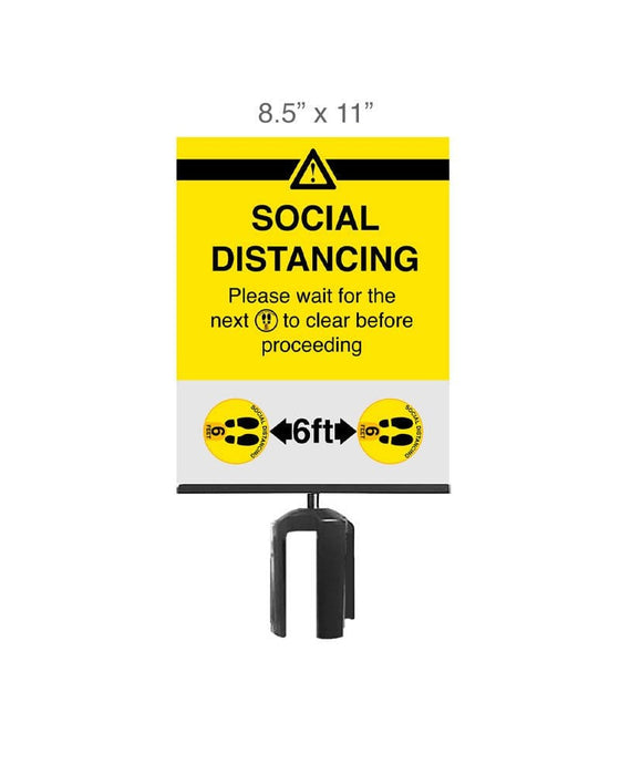 Social Distancing Stanchion Signage 8.5" x 11" (6-pack) - BarrierHQ.com