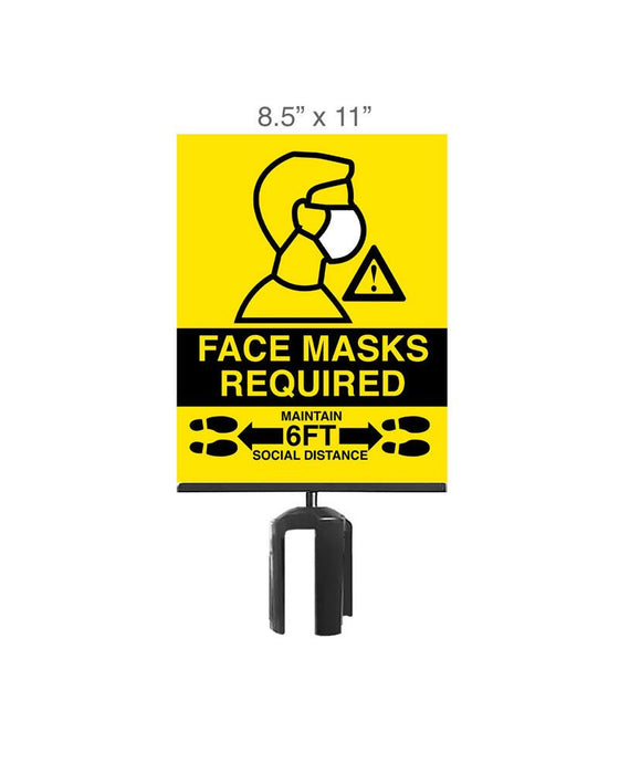 Social Distancing Stanchion Signage 8.5" x 11" (6-pack) - BarrierHQ.com