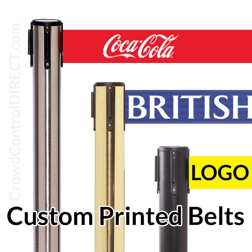 (SPECIAL) Premium Belt Barrier with 11' ft X 3" WIDE CUSTOM Printed Belt - BarrierHQ.com