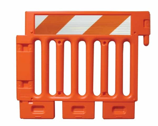 Strongwall ADA Orange Pedestrian Barricade with engineer grade striped sheeting on one side - Top Only, - BarrierHQ.com