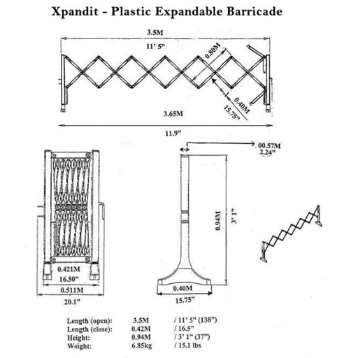 Xpandit Expandable Plastic Barricade, Yellow & Black - BarrierHQ.com